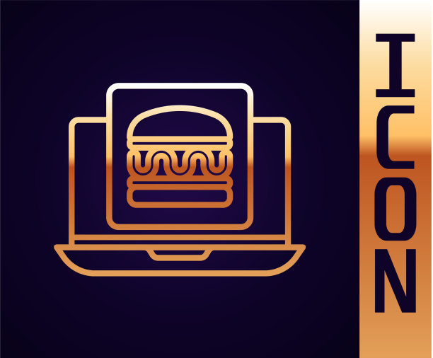 黄金线在线订购和汉堡配送图标图片下载