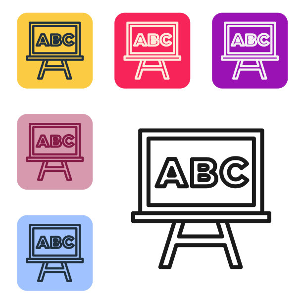 黑线黑板图标孤立在白色图片下载