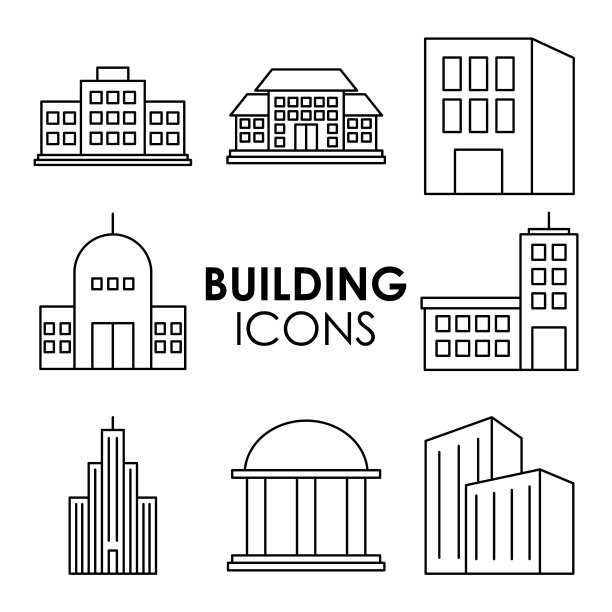 城市建筑图标系列风格图片下载