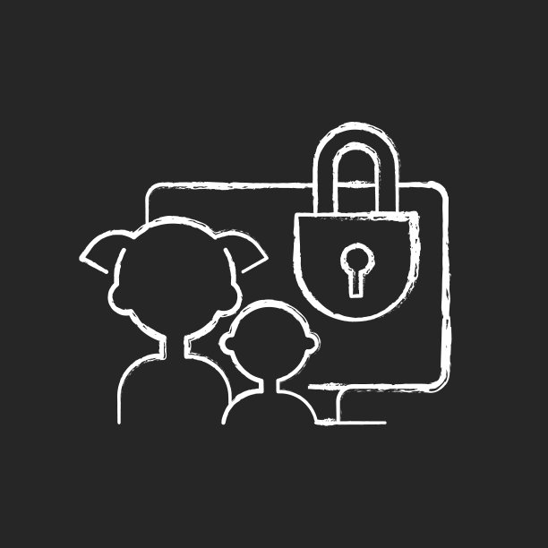 家长控制粉笔白色图标在黑色背景图片下载