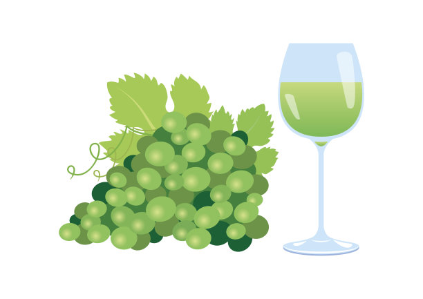 绿色的葡萄串和葡萄酒的图标向量图片下载