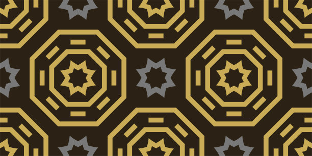 瓷砖背景图案在复古风格的黑色背景，墙纸。无缝模式,纹理。矢量艺术图片下载