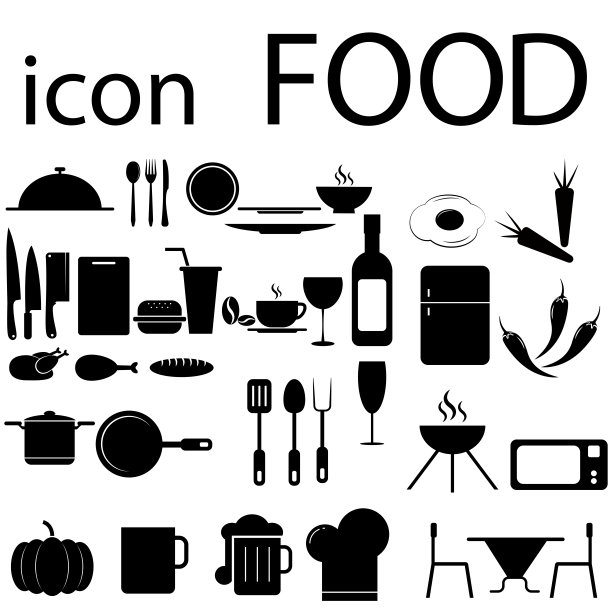 一组黑色矢量图标，孤立在白色背景上。图片下载