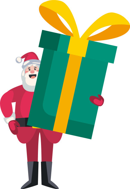 圣诞老人用大礼盒送礼物图片下载