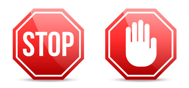 “停止”标志为平面设计。矢量插图。红色停止标志孤立在白色背景图片下载