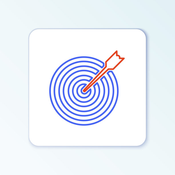 线目标与箭头图标隔离在白色背景。飞镖靶信号。射箭板图标。圆靶信号。业务目标的概念。色彩斑斓的轮廓的概念。向量图片下载