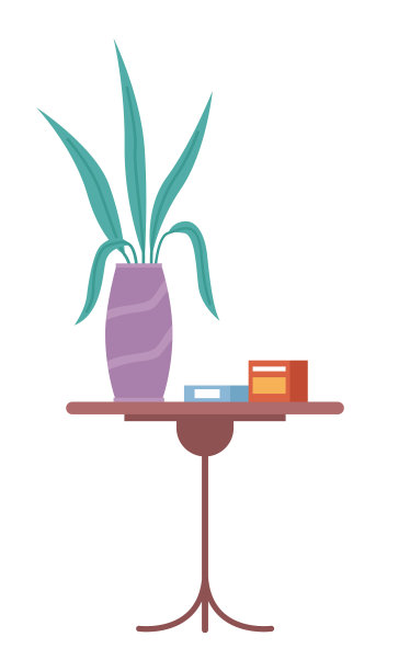 平板式室内植物和药品的边桌图片下载