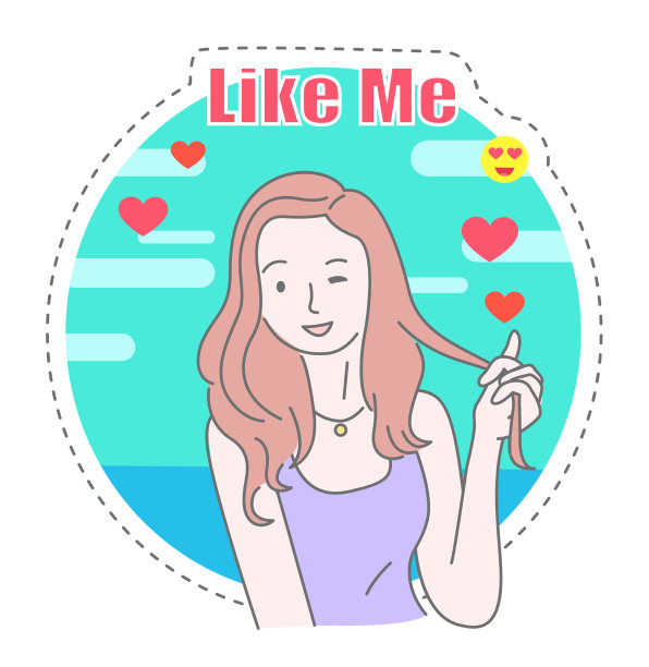 微笑美丽的女孩和粉红色的字母像我图片下载