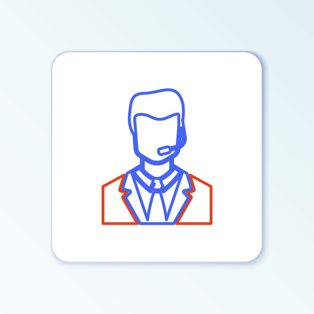 线人与耳机图标隔离在白色背景。联系支持操作员。呼叫中心、客户支持服务的概念。色彩斑斓的轮廓的概念。向量图片下载