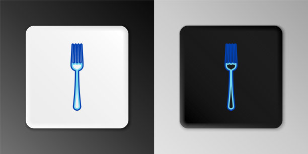 线叉图标孤立在灰色背景。餐具的象征。色彩斑斓的轮廓的概念。向量图片下载