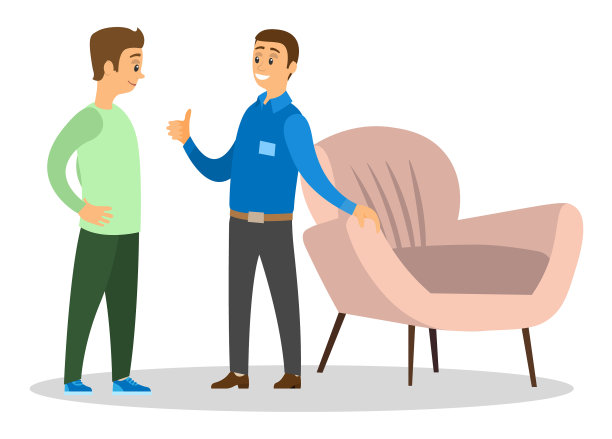 一个男人微笑着在家具店购物图片下载