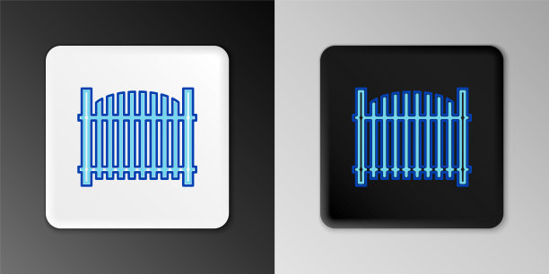 线花园栅栏木制图标孤立在灰色背景。色彩斑斓的轮廓的概念。向量图片下载