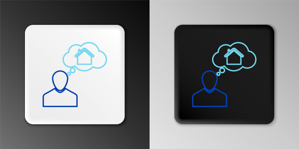 线人梦想买一个新房子图标孤立在灰色背景。色彩斑斓的轮廓的概念。向量图片下载