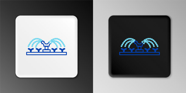 自动喷灌系统图标孤立在灰色背景上。灌溉设备。花园元素。喷枪图标。色彩斑斓的轮廓的概念。向量图片下载