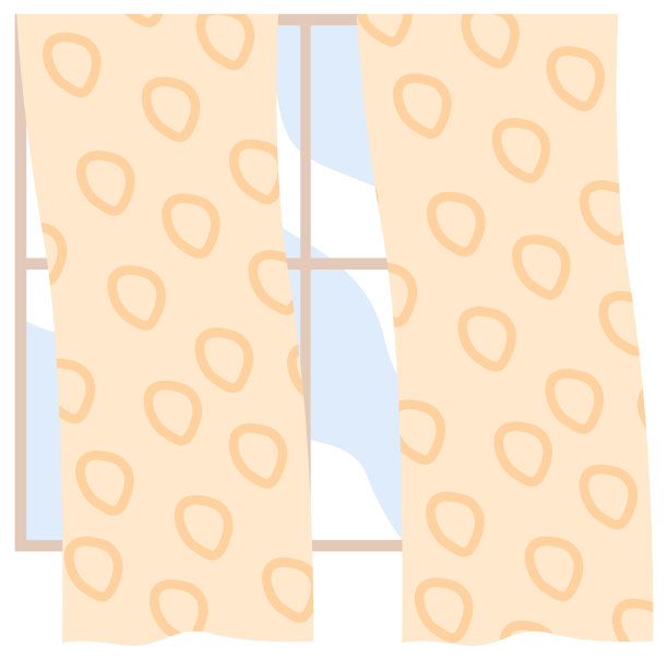 黄色窗帘飘动的客厅窗户图片下载