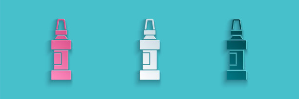 剪纸记号笔图标孤立在蓝色背景。纸艺术风格。向量图片下载