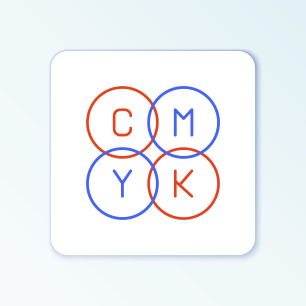 线CMYK颜色混合图标孤立的白色背景。色彩斑斓的轮廓的概念。向量图片下载