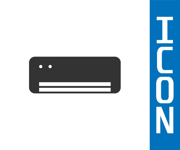 灰色空调图标隔离在白色背景。分体式空调。冷、冷气候控制系统。向量图片下载