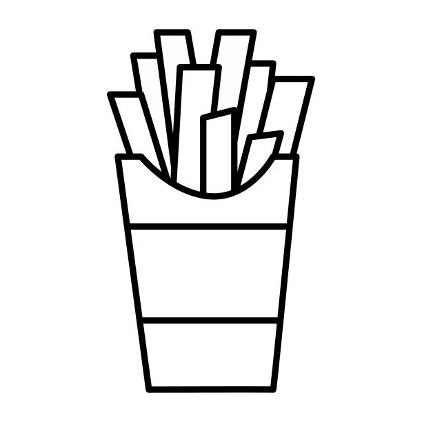 轮廓炸薯条孤立在白色背景图片下载