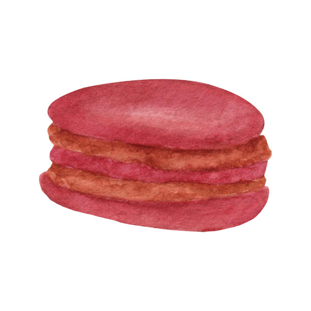 水彩蛋白杏仁饼干剪纸艺术。面包店,糖果菜单。手绘水彩烘焙制品。孤立在白色的。图片下载