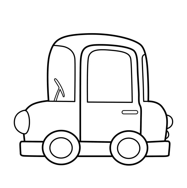 汽车着色书与厚轮廓的孩子图片下载