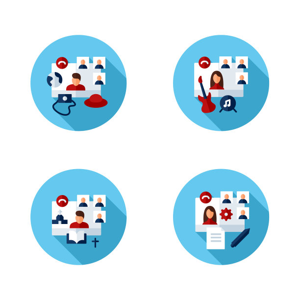 相聚在一起的平面图标集图片下载