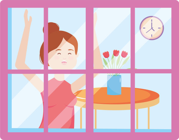 快乐的女人在房间里用鲜花活动图片下载