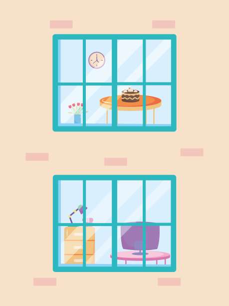 房子窗户显示一个餐厅和办公室图片下载