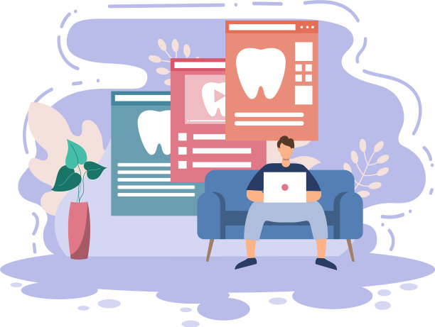 牙科办公室与医院内部平面彩色图片下载