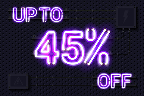 高达45%的紫色霓虹灯标识图片下载