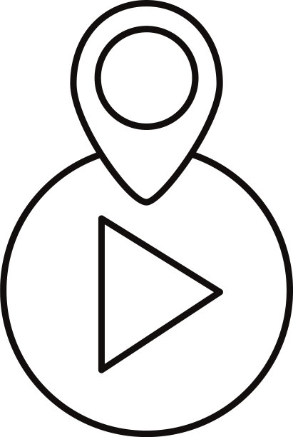 带GPS标记线的数字营销播放按钮图片下载