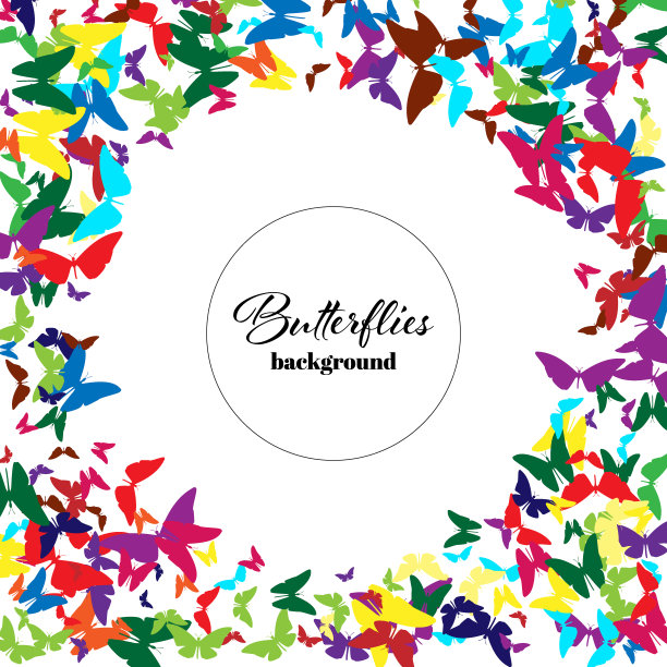 抽象背景与详细的颜色蝴蝶在白色的背景图片下载