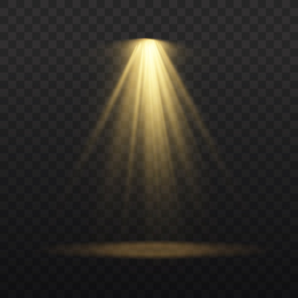 聚光灯投影仪，带有黄色光线的灯光效果图片下载