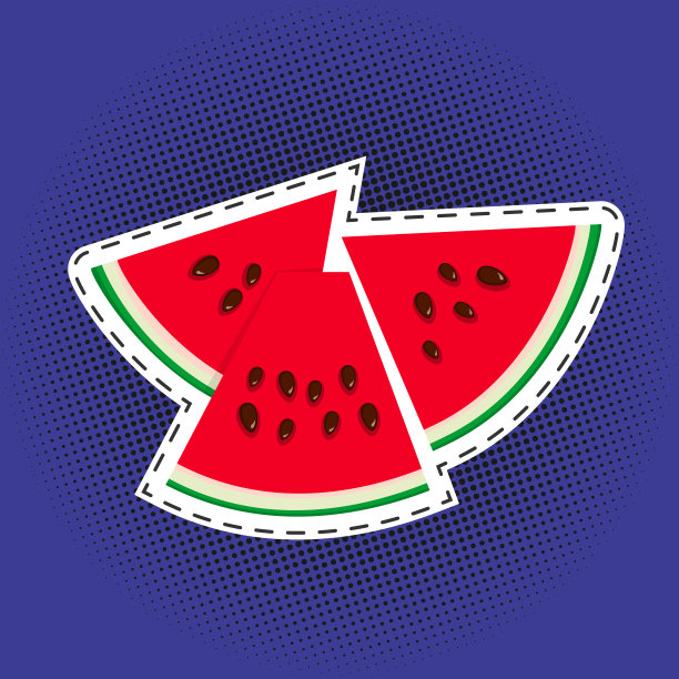 波普艺术背景上的西瓜片图片下载