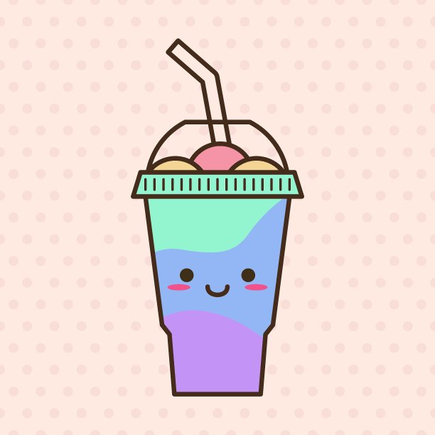 矢量沙冰饮料孤立图标。卡通冰杯(冷冻饮料)。表情剪贴画的热带奶昔。图片下载