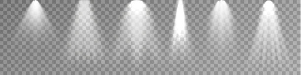 集聚光灯孤立的透明背景。带有白色光线和光束的矢量发光光效果。PNG。矢量图图片下载