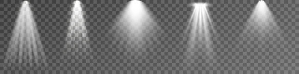 集聚光灯孤立的透明背景。带有白色光线和光束的矢量发光光效果。PNG。矢量图图片下载