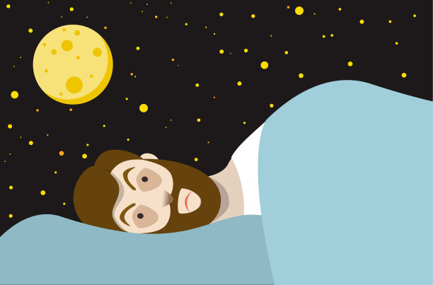 睡眠问题和失眠症状。平坦的插图。图片下载