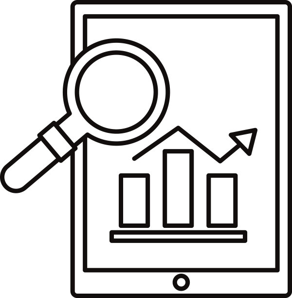数字营销条形图在平板电脑与lupe图片下载