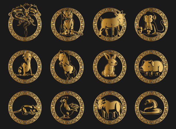 生肖金饰剪影图片下载