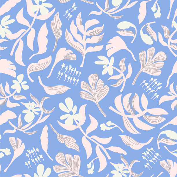 矢量斯堪的纳维亚简单的花卉插图母题无缝重复图案图形资源图片下载