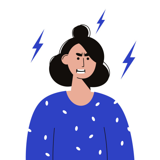 平面矢量插图的愤怒的女孩图片下载