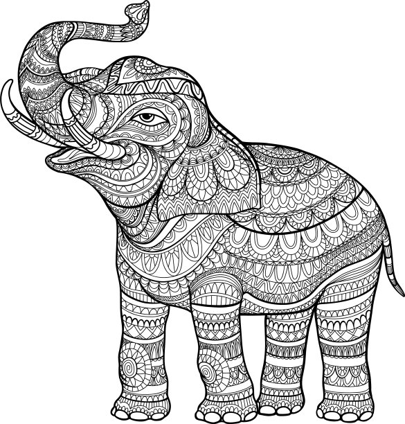 涂色的大象举起了非洲的鼻子图片下载