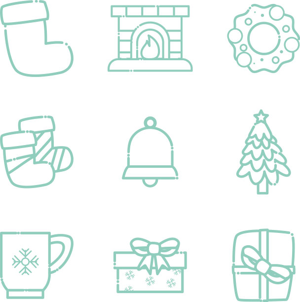 圣诞快乐系列风格图标集设计图片下载