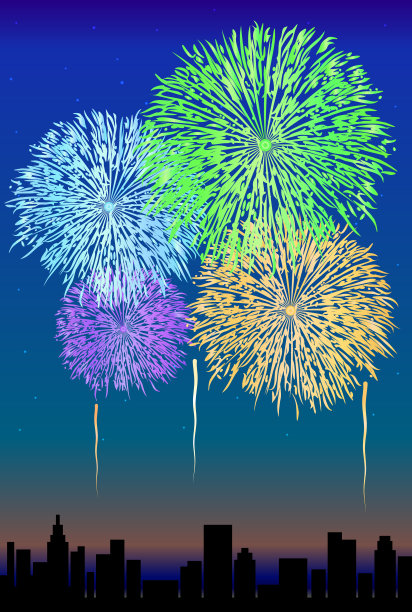 摩天大楼和烟花图片下载