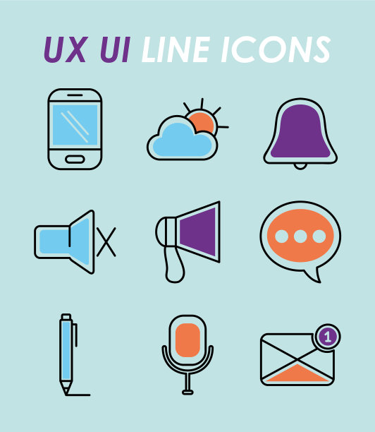 Ux UI线图标设置半线半色样式图片下载
