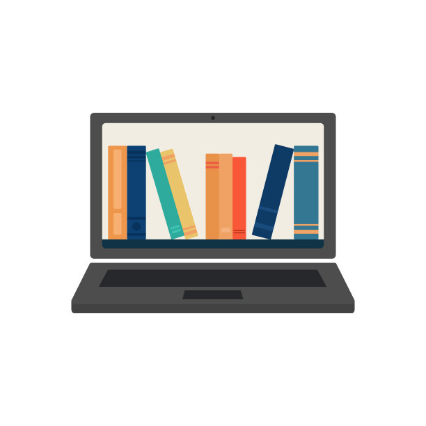 在笔记本电脑屏幕上的在线图书馆书籍图片下载