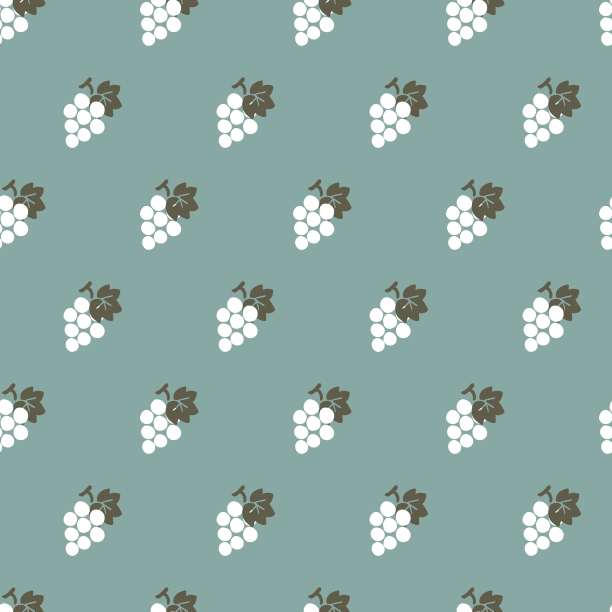 绿色葡萄水果矢量图形轮廓无缝模式图片下载