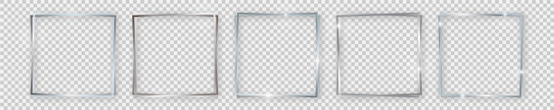 设置五个双银闪亮的方形框架图片下载
