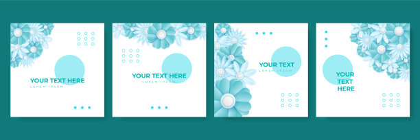 极简花卉卡片模板集剪纸风格。为贺卡，小册子，名片，公司封面，海报，展示设计，作品集，传单，旗帜的向量插图图片下载